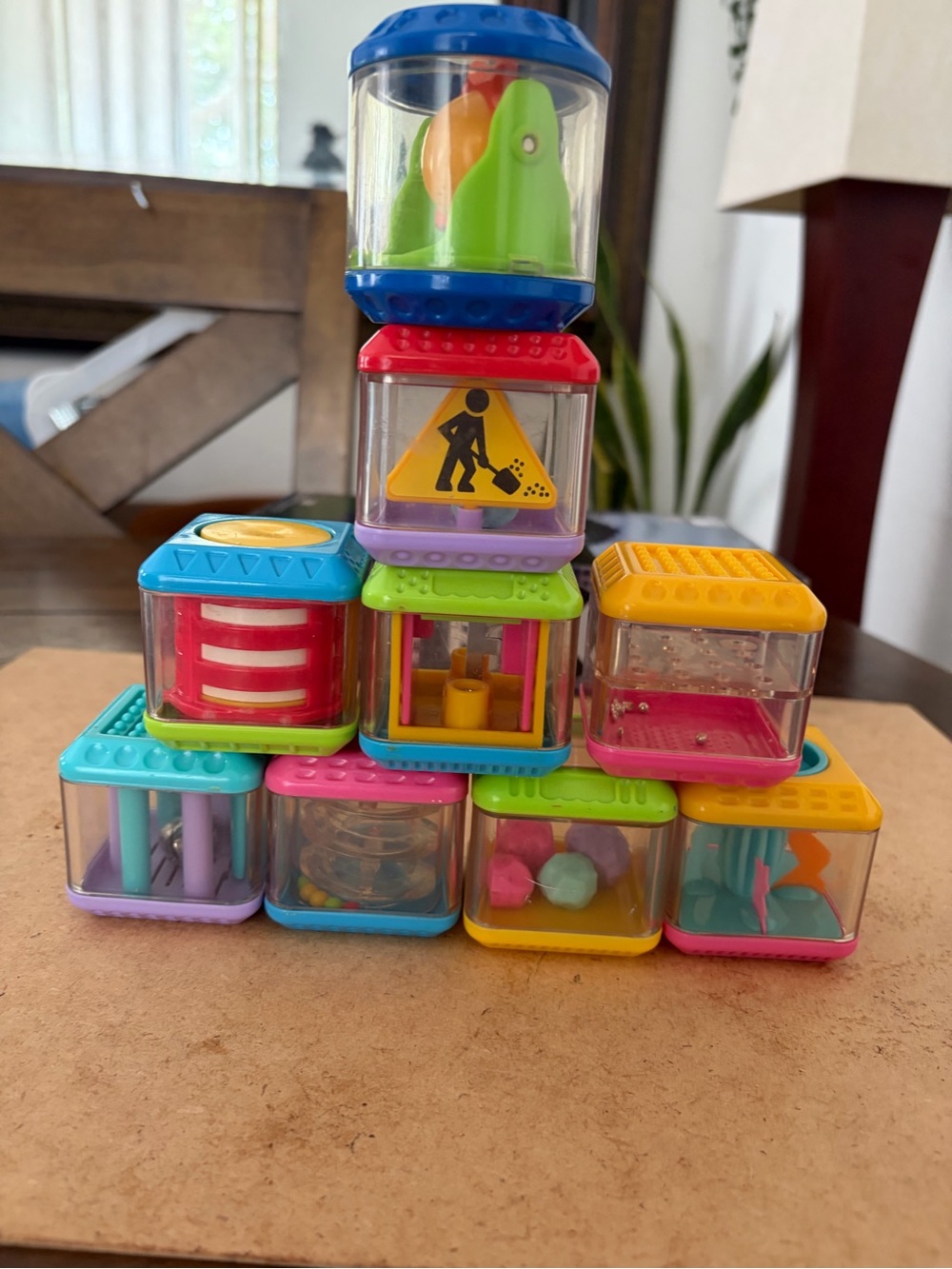 Fisher Price Peek-a-Boo Building Blocks Animals Sensory Play Toys Set Lot Of 9 - Picture 6 of 6